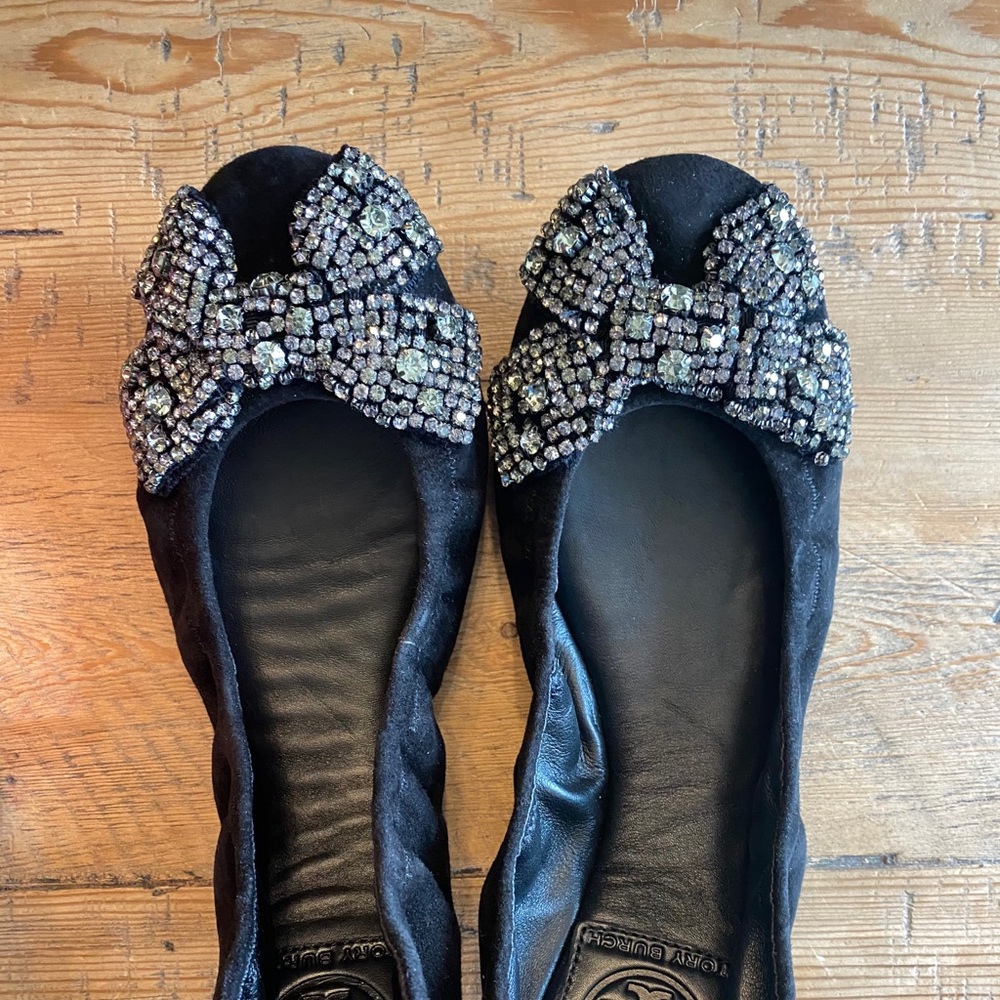 Tory Burch 🖤Soho Lux Suede LeatherBallet Flat - Picture 2 of 4